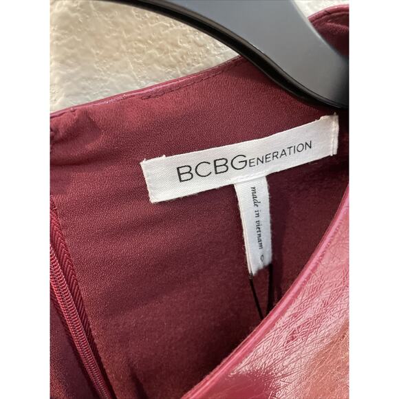 bcbgeneration, red faux patent leather short dress, size 0, nwt - Picture 4 of 7